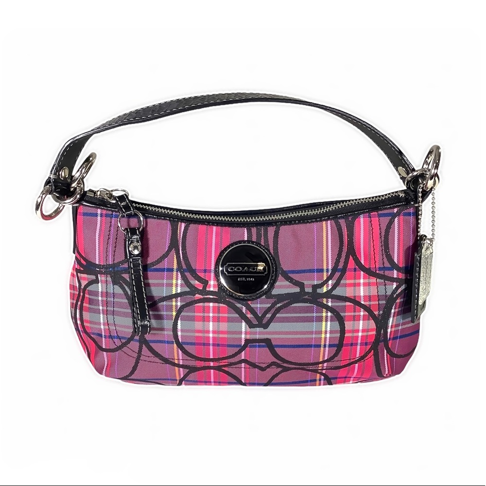 🎉HP🎉COACH Plaid Purse w/Leather Strap - Picture 2 of 9